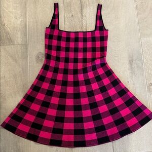 AQUA Pink and Black Checkered Dress